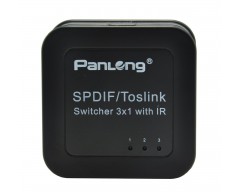 Panlong 3-Port SPDIF TOSLINK Digital Optical Audio Switch Switcher 3x1 with Remote (Three Inputs to One Output)